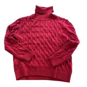 NEW INSERCH men's heavy cable cord turtleneck top in red